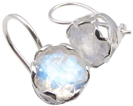 SilverStarJewel 925 Silber Mondstein Fünfter Mai Die besten Online-Angebote Zinken Einstellung Ohrringe 1,8 cm