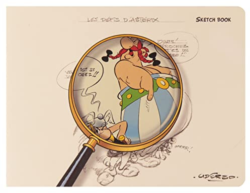 Clairefontaine 813029C - Sketchbook Asterix 4, mit Fadenbindung 21x16 cm, 30 Blatt, Querformat, Motiv skizziert mit Lupe, 1 Stück