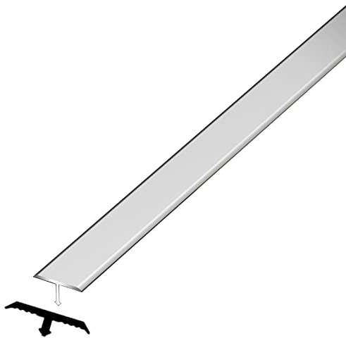 LJHU Schwellenrampe Bodenübergang in T-Form, Glatt Schneidbare Rostfreie Übergangsstreifen, Reduzierrilleneinfassungsleiste für Türen/Unebene Böden (Color : White)