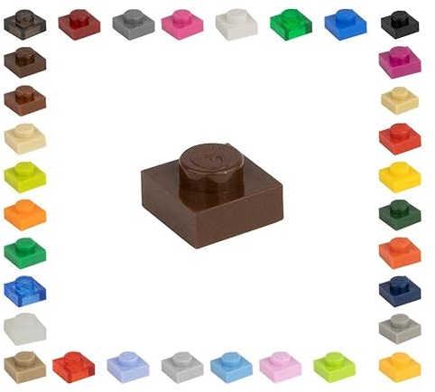 100 Klemmbausteine Bausteine 1x1 Noppen Fliesen Tiles Mosaik Noppen Kompatibel freie Auswahl 34 Farben (071 - Dunkel Braun)