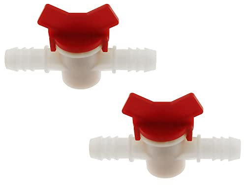 RLECS Valvola a sfera spinata, 2 pezzi, bianco, ID da 1/2 pollici, valvola a sfera in linea, interruttore di spegnimento con tubo flessibile per irrigazione a goccia e acquari interruttore di