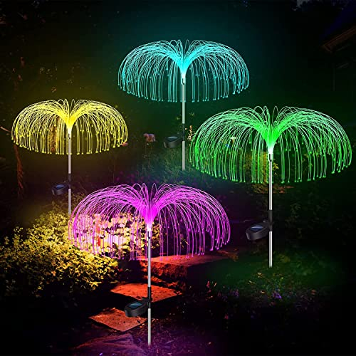 Fohil Lumière Solaire Extérieur, 4 Pièces Lampe Solaire Jardin Étanche 7 Couleurs Changeantes Lampes Solaires Lumière Décoratives pour Mariage, Noël, Jardin, Pelouse, Terrasse, Chemin, Passerelle