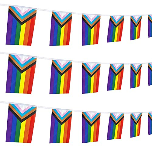 GentleGirl Progress Rainbow Pride Flags Banner String Small Mini Rainbow Gay LGBT Wimpel Dekoration, 15 m 96 cm