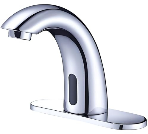 Yodel Faucet Chrome Touchless Bathroom Sink Faucet - Automatic Sensor Faucet - Dual Power Supply 110V AC or Battery Operated for Commercial