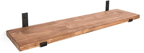 Santango Wandregal Holz 140x25 cm - Modernes Hängeregal mit 1 Regalbrett - Eicheimprägnierung - Ideal für Bücher, Deko und Haushaltsgegenstände - Wandmontage