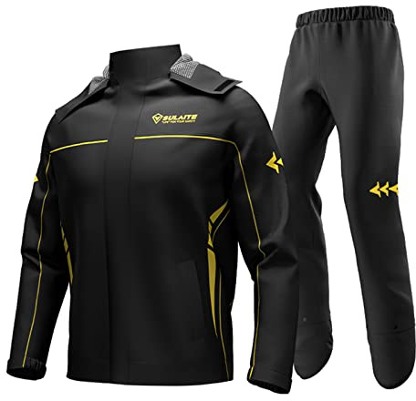 HUIOP Combinaison de Pluie Imperméable pour Moto - Veste et Pantalon pour Hommes et Femmes - Vêtements de Cyclisme Avec Sac de Rangement