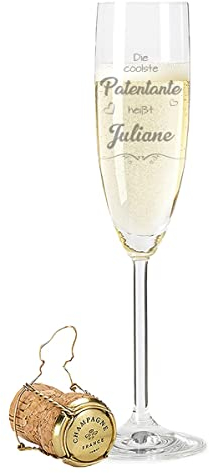 Leonardo Flûte à champagne avec gravure – La marraine la plus cool – Personnalisable avec nom – Cadeau pour la meilleure marraine – Convient pour champagne & champagne – Cadeaux pour elle et lui –
