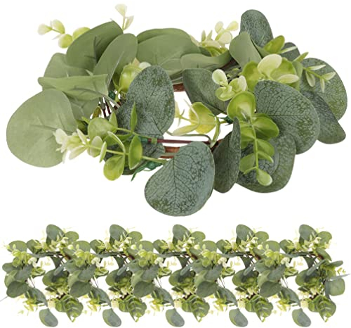 Toyvian 6st Kerzenring Aus Künstlichen Blumen Eukalyptus-Kranz Kranz Teelichthalter Stumpenkerzenringe Kränze Kerzenring Für Stabkerzen Osterkerzenkranzringe Herbst Plastik Dekorationen