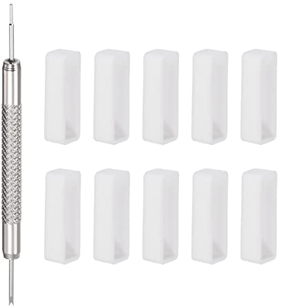 sourcing map 10Stk. Uhrenarmband Schleife 26mm Gummi Uhrenhalter Befestigung Ringhalterung mit Federstabwerkzeug zur Uhrenarmband Reparatur Weiß