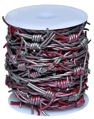 Artificial Barbed Wire Ribbon Trim Real Leather Cord for Party Home Decoration, Gift Boxes, DIY Crafts - 33 Feet Spool by Cords Essentials (Blood Gray)