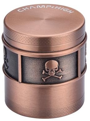 GRINDER Totenkopf 40mm 4-teilig Skull Metall Crusher Sieb Tabak Gewürz Kräuter Mühle Herb 4-Varianten 030 (Bronze)