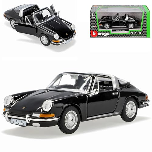 Generisch Porsche 911 Urmodell Targa Schwarz 1963-1973 1/32 Burago Modell Auto