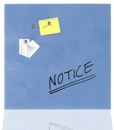 Floordirekt Präsentationsboard - Whiteboard - Magnettafel - Magnetboard lackiert oder Glas - magnetisch & beschreibbar - Schreibtafel Magnetwand Wandtafel (Glasboard Blau 48 x 48 cm)