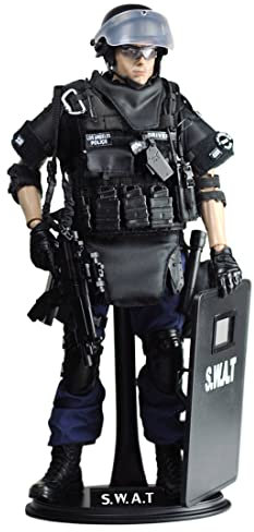 BLOKZ Action figure solider da 30,5 cm, 1/6 stand pieghevole Solider della polizia set da gioco con accessori, giocattolo modello SWAT altamente dettagliato, regalo - Scudo Player