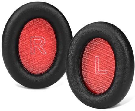 SINOWO Replacement Earpads for Anker Soundcore Life Q10, Q10, Life 2 NEO BT Headphones, Ear Pads Cushions with Noise Isolation Memory Foam,Soft Protein Leather(Black Red)