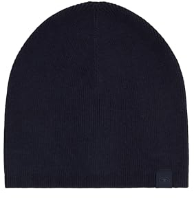 TOM TAILOR Herren Beanie Mütze mit Kaschmir,13160 - Knitted Navy Melange, OneSize