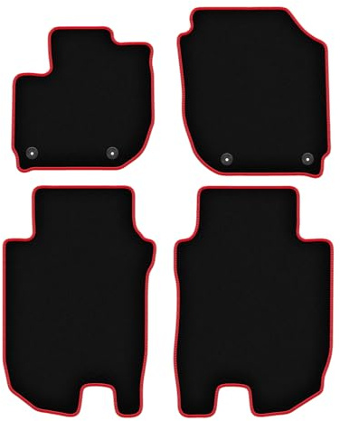 Wielganizator Velours Fußmatten 4-TLG Set passend für Honda HR-V III (2018-) | Qualität: LUX – Maßgenau & rutschfest – Schwarz/Rot