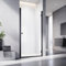 SONNI Porte battante de douche 100 x 195 cm - Noir - Barre de protection contre l'eau - Attraction magnétique - Verre trempé de 6 mm