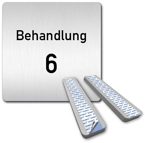 Türschilder24 XXL Schild - Türschild • 125 x 125 mm • Behandlung - Behandlungsraum • 1,5 mm Aluminium Vollmaterial • 100% Made in Germany (Beahndlung 6 + Abstandshalter)