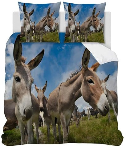 HYSNKSM Bettwäsche 135x200 Esel-Avatar Bettwäsche-Sets 3Teilig Mikrofaser Bettbezug 135 x 200 und 2 Kissenbezug 80x80 cm, Kuschelige Bettbezüge mit Reißverschlus
