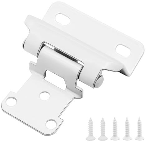 1/2 Overlay Semi Partial Wrap Cabinet White Hinges, 4 Pairs (8 Pcs) Self Closing White Hinges for Variable Kitchen Bathroom Cabinets Cupboard Doors