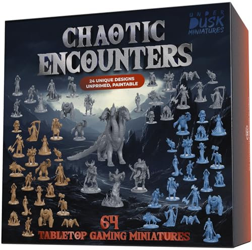 Chaotic Encounters - 64 Tabletop Gaming Miniatures for RPG/DND Miniatures/Bulk Dungeons & Dragons Miniatures/D&D Miniatures Monsters/DND Minis/DND Figures Starter Pack/Pathfinder