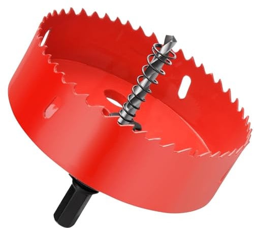 Scie Cloche Bi, Métal 125 mm-La Couleur Rouge, Avec foret De Centrage, Ldéal pour Le Métal, L'aluminium, Le Plâtre, L'acier Inoxydable, le Plastique et Le Bois
