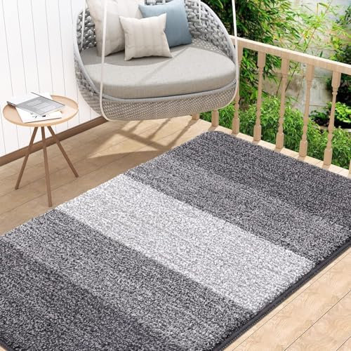 Homaxy Door Mats Indoor, Machine Washable Soft Doormats, Dirt Trapper Super Absorbent Entrance Rug, Non-slip Floor Mats For Inside, Front Back Door, Pets and Dogs (80 X 100 cm, Grey)