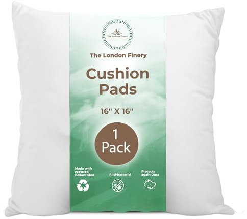 The London Finery Hollowfibre Pillow (Pack of 1), Cushion Inner Pad 40 x 40 cm (16 x 16 inches), Cushion Stuffer Inserts (White)