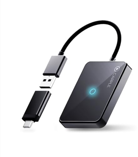 Carple Wireless CarPlay Adapter, 2025 Upgrade von Wired CarPlay auf Wireless, Web-App & OTA-Updates, verlustfreier Audio-Modus, USB C/A Plug & Play, kompatibel mit iPhone iOS 10+ & Autos mit CarPlay