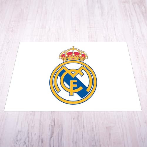 Licensed Décor Real Madrid Mat - Medium (125cm (w) x 100cm (h) - Full Colour Crest on White