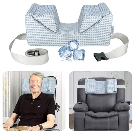 Mybow Coussin de fauteuil roulant, appui-tête pour fauteuil roulant inclinable et dossier haut, positionneur de soutien du cou, coussin de positionnement de la tête et stabilisateur de cou, cale en