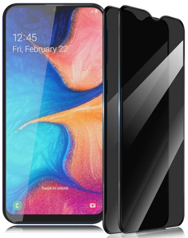 Gelaasso 2 Stück Schutzfolie Kompatibel mit Samsung Galaxy A20e Panzer Schutz Glas, 9H Härte Anti-Kratzen, Anti-Spy Folie, Privacy Schutzfolie für Samsung Galaxy A20e Sichtschutz