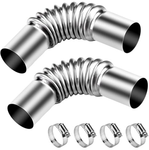 Prmape 2 Piezas Tubo de Escape Ángulo Conector Acero inoxidable, 24 mm Conector Angular Tubo Escape, Tubo de Escape del Calentador Diesel con 4 Abrazaderas para Diésel, Calefacción de Estacionamiento