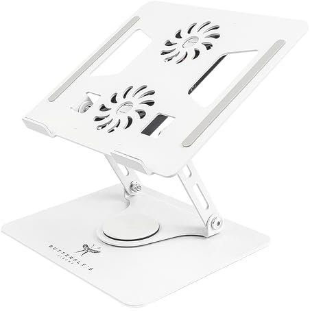 Adjustable Aluminum Laptop Stand with Dual Cooling Fans