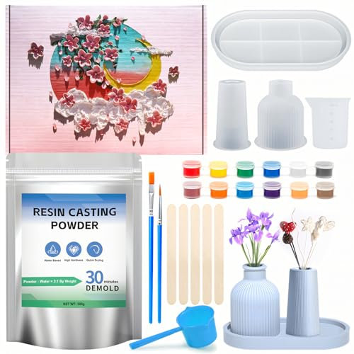 Ganbaro Casting Plaster, Hand Casting Kit, Casting Kit, Silicone Moulds for Crafting, Gypsum Powder, Casting Powder for DIY Crafts Making, Home Art