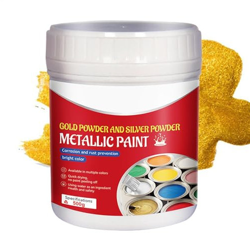Peinture dorée pour bricolage - Peinture dorée pour métal - 500 ml - Peinture dorée pour tissu doré - Peinture bois doré liquide pour art, peinture, artisanat, murs, métal, plâtre