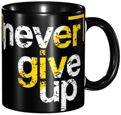 Anceky Tazas de café Never Give Up de 11 oz, tazas para beber, tazas de té, tazas de cerámica para mujeres y hombres, regalos