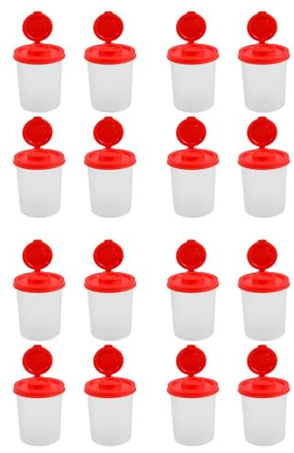 zhiyaoshin 16 Pezzi Sale e Saliera Un Prova di umidità con Coperchi Rossi Coperchi di Plastica Ermetico Barattolo di Spezie Dispenser