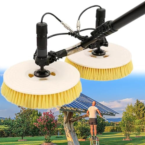 Brosse de nettoyage pour panneaux solaires et poteaux alimentés en eau – Idéal pour nettoyer les panneaux solaires, les fenêtres hautes, les voitures et les camions – Solution de nettoyage efficace et