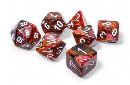 Symphony Festliche Würfel mit weißen Zahlen, 16 mm, 7 Stück, Chessex