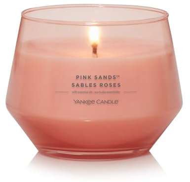 Yankee Candle Studio Scented Candle| Pink Sands Medium Candle | Long Burning Candles: 40-65 Hours | Stylish Glass Vessel Design | Perfect Gifts for Women, for Mum, Wedding & More