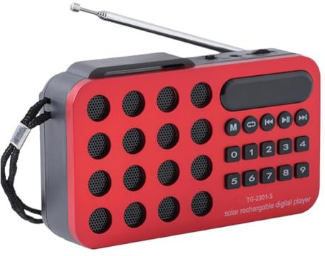 Radio receptora FM portátil de carga solar con altavoz Bluetooth, compatible con reproductor multibanda USB, tarjeta MP3 recargable TF
