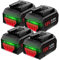 Litanki Lot de 4 batteries de rechange 8,0 Ah compatibles avec les outils électriques sans fil Bosch 18 V, GBA18V60, BAT612, GBA18V40, GBA18V120, GBA18V80
