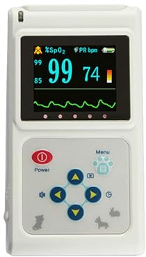 Handheldes Veterinäres Pulsoxymeter, Veterinär-SPO2-Pulsratenmonitor, Ohr-/Zungensensor für SpO2, einsetzbar in Familien und Tierkliniken usw. (aufladbar)