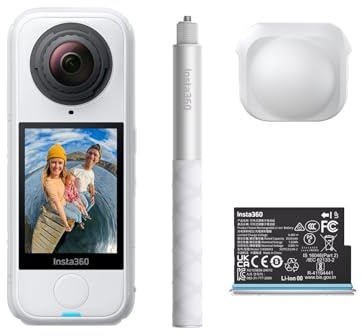Insta360 X4 Air Starter-Bundle Weiß - 165 g leichte 8K 360 Actionkamera | Motorrad-Kamera, Unsichtbarer Selfie-Stick, austauschbare Linsen, KI-gestützte App für Motorrad, Sport und Vlogging