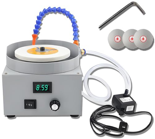 Levigatrice Da Banco Ad Acqua, Affilacoltelli Elettrico, Con 3 Dischi Abrasivi Diamantati, Velocità 0-2000 Giri/min, Velocità Del Flusso D'acqua Regolabile, Per La Levigatura Di Metallo, Giada E Vetro