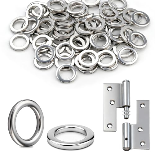 mawmuaw 50 Piezas Arandelas Bisagras Puertas Ø8x12x1.5 mm Arandelas para Bisagras de Puertas Acero Inoxidable 304 Arandela Plana para Puerta Habitaciones Interiores y Exteriores Puerta de Muebles