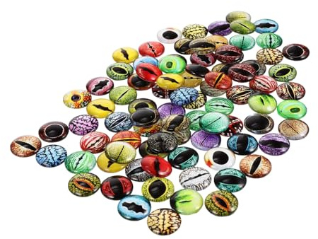 Mobestech 100 pièces Yeux Verre Ronds pour Poupées DIY Accessoires Artisanaux Matériaux Mixtes pour Création Jouets et Décoration
