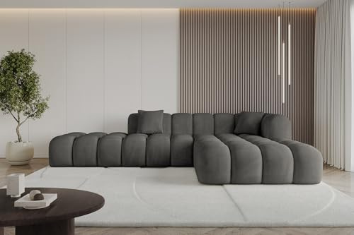 ALTDECOR Ecksofa in L-Form Corner Sofa Bett Eckcouch Couch Wohnlandschaft Cauchsofa Olea-L2-289x176x71 cm Dunkelgrau